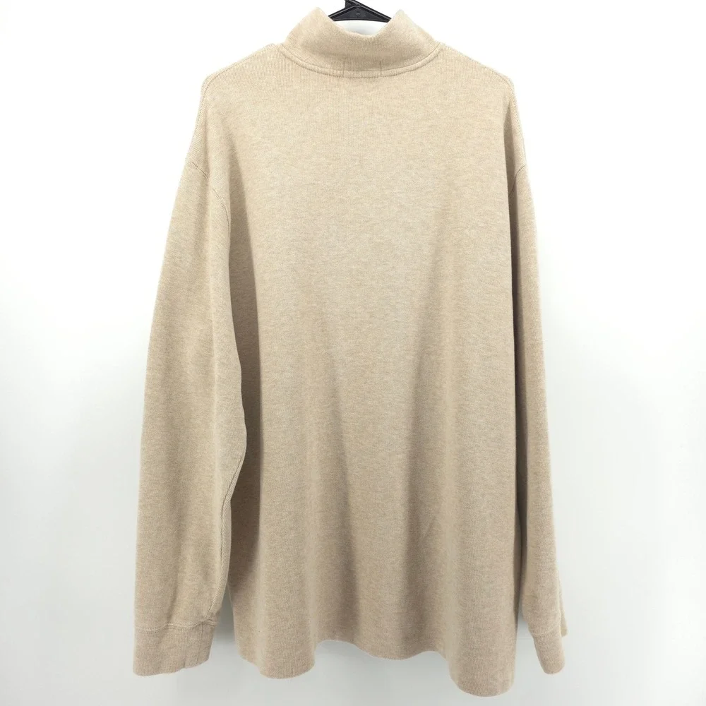Polo Ralph Lauren Mens Quarter Zip Pullover XXL Beige Cotton Sweater Pony Logo